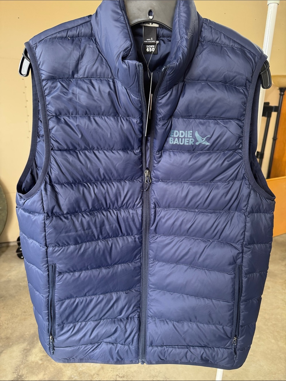 Eddie Bauer Navy Quilted Packable Down Vest